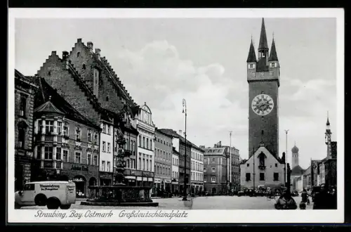 AK Straubing / Bay. Ostmark, Partie am Grossdeutschlandplatz