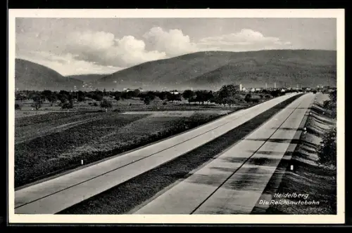 AK Heidelberg, Reichsautobahn mit Stadtpanorama