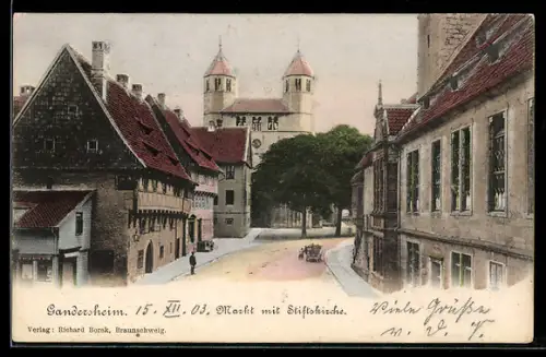 AK Gandersheim, Markt mit Stiftskirche