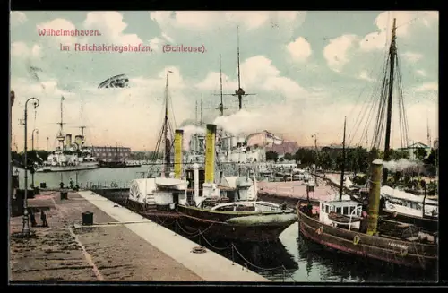 AK Wilhelmshaven, Reichskriegshafen, Schleuse