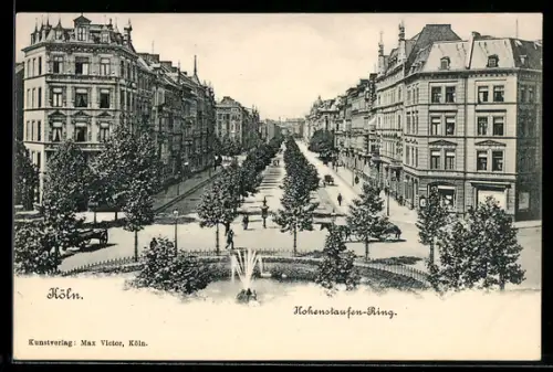 AK Köln-Neustadt, Hohenzollern-Ring, Strassenansicht, Brunnen, Wohnhäuser