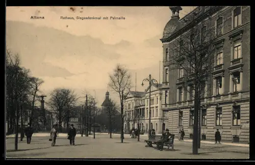 AK Hamburg-Altona, Rathaus, Siegesdenkmal, Palmaille