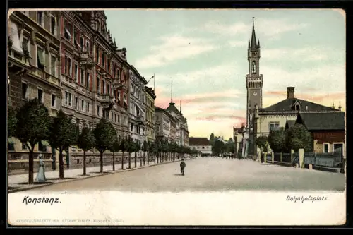 AK Konstanz, Bahnhofsplatz, Turm