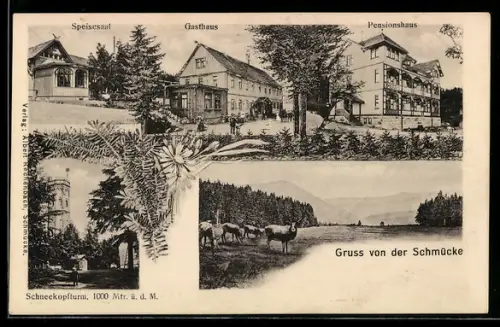 AK Schmücke, Speisesaal, Gasthaus, Pensionshaus