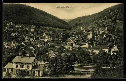 AK Bad Liebenzell, Gesamtansicht, Kirche, Bahnhof