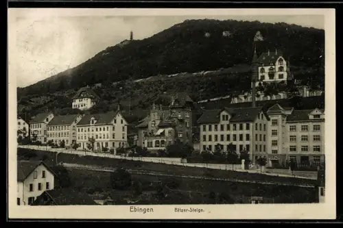 AK Ebingen /Württ., Bitzer-Steige, Häuserpanorama, Turm