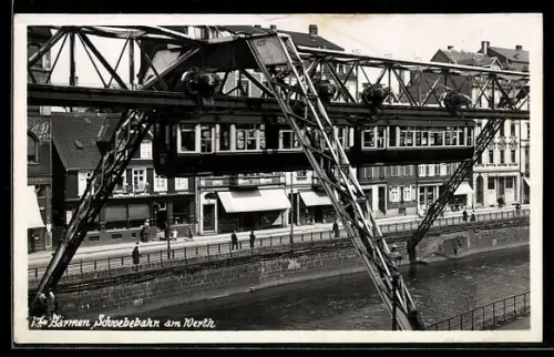 AK Wuppertal-Barmen, Schwebebahn am Werth