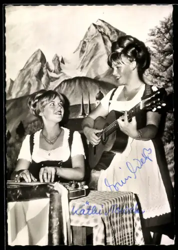 AK Weiss-Nowak-Duo, Autograph, Portrait mit Zither u. Gitarre