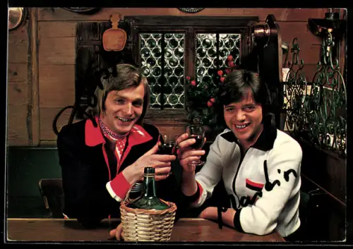AK Gesangsduo Martin & Torsten beim Wein, Autograph