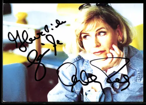 AK Mary Roos, Autograph, Portrait in Jeansjacke