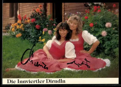 AK Innviertler Dirndln Inge und Maria, Autograph, Portrait