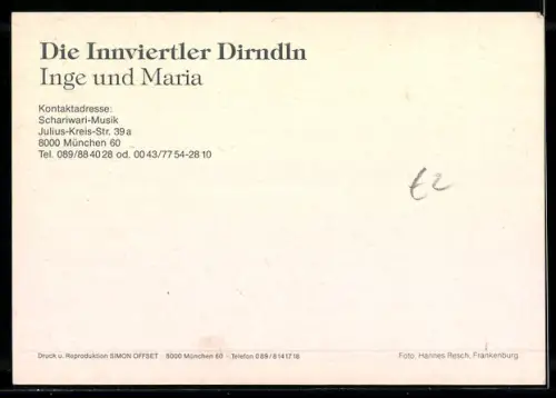 AK Innviertler Dirndln Inge und Maria, Autograph, Portrait