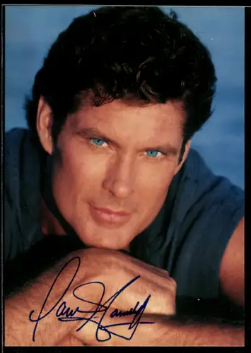 AK Musiker David Hasselhoff mit aufgestütztem Kinn