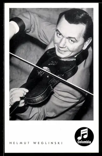 AK Helmut Weglinski, Portrait mit Geige
