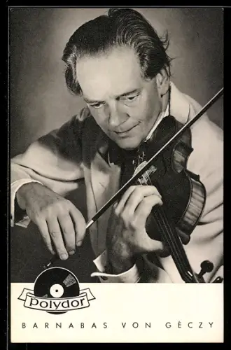 AK Barnabas von Géczy beim Violinspiel, Portrait