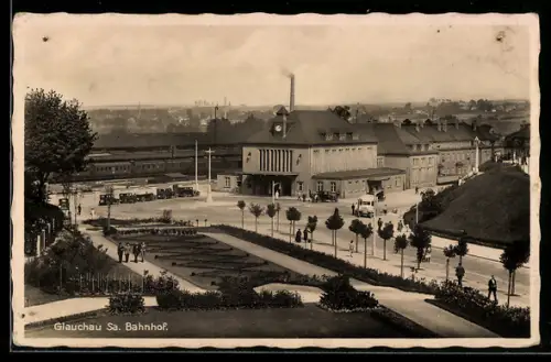AK Glauchau Sa., Bahnhof mit Parkanlage