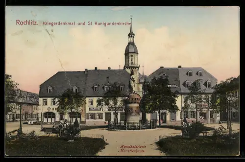 AK Rochlitz, Kriegerdenkmal, St. Kunigundenkirche