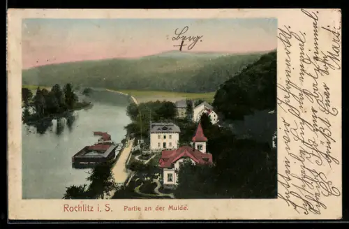 AK Rochlitz i. S., Partie an der Mulde, Villen