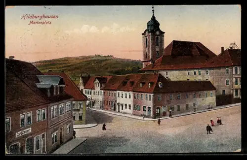 AK Hildburghausen, Marienplatz aus der Vogelschau