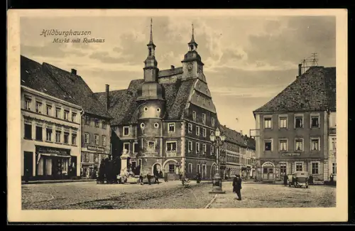 AK Hildburghausen, Markt mit Rathaus