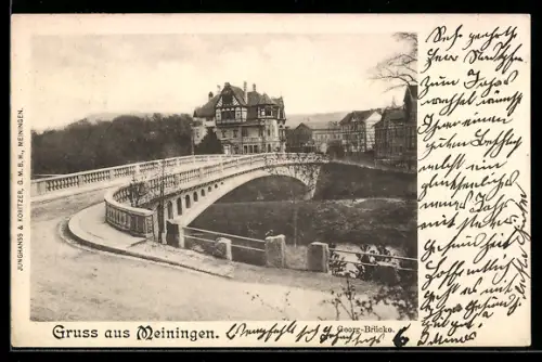 AK Meiningen, Georg-Brücke, Villa, Fachwerk