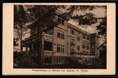 AK Mahlow /Teltow, Kolonie Glasow, Krankenhaus Priessnitzhaus