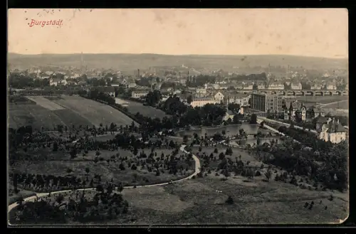 AK Burgstädt, Panoramaansicht der Stadt und Umgebung