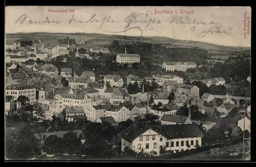 AK Buchholz i. Erzgeb., Panorama III, Ortsansicht aus der Vogelschau