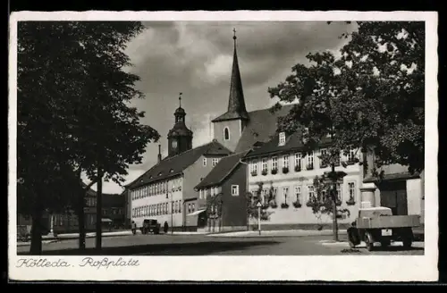 AK Kölleda, Rossplatz, Panorama mit Türmen