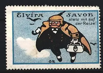 Reklamemarke Elvira Savon, Reisender mit Koffer