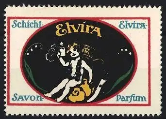 Reklamemarke Schicht Elvira Savon Parfum, Kind mit Schnecke