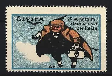 Reklamemarke Elvira Savon, Reisender mit Koffer
