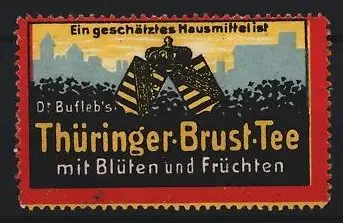 Reklamemarke Thüringen, Dr. Bufleb`s Thüringer Brust-Tee, Bienenkorb