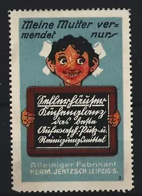 Reklamemarke Leipzig, Herm. Jentzsch, Sellerhäuser Küchenglanz