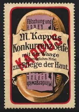 Reklamemarke M. Kappus Konkurrenzseife mit der Waage