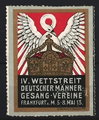 Reklamemarke Frankfurt, IV. Wettstreit Deutscher Männer-Gesang-Vereine 1913, Krone und Schwan