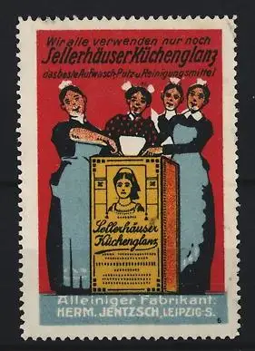 Reklamemarke Leipzig, Herm. Jentzsch, Sellerhäuser Küchenglanz, Putzmittelverpackung