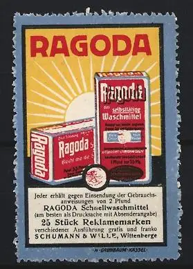 Reklamemarke Wittenberge, Ragoda Schnellwaschmittel, Waschmittelpackung