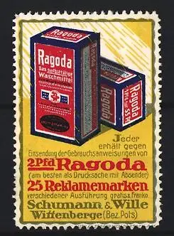 Reklamemarke Wittenberge, Ragoda Waschmittel, Waschmittelpackung