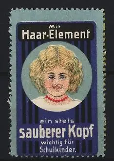 Reklamemarke Shampoo für Schulkinder, Mit Haar-Element