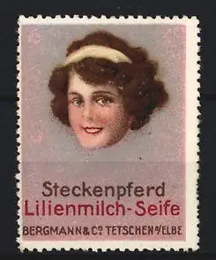 Reklamemarke Tetschen /Elbe, Steckenpferd Lilienmilch-Seife, Frauenporträt