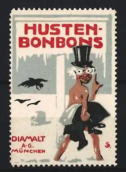 Reklamemarke München, Diamalt A. G., Hustenbonbons, Mann mit Zylinder