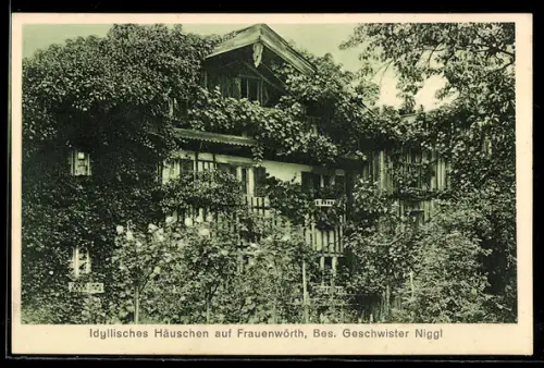 AK Frauenwörth, Gasthof Idyllisches Häuschen, Bes. Geschwister Niggl