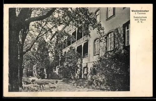 AK Weilmünster i. Ts., Teilansicht vom Sanatorium mit Haus F. V.