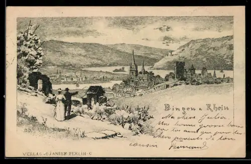 AK Bingen a. Rhein, Ortsansicht mit Kirche