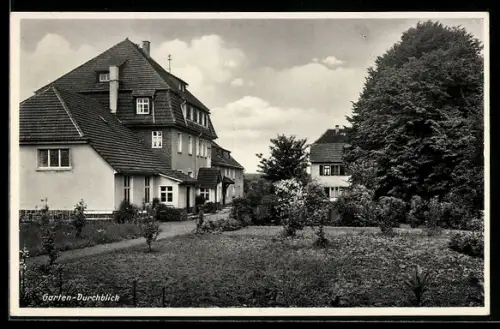 AK Mücke /Hessen, Bibelheim Flensungerhof, Garten-Durchblick