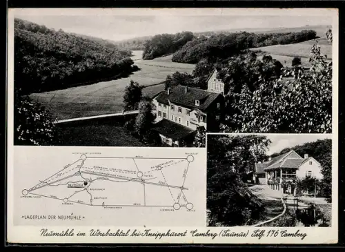AK Camberg /Taunus, Neumühle im Wiesbachtal, Lageplan