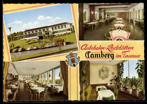 AK Camberg im Taunus, Autobahn-Raststätte, Inh. Gustav u. Barbara Zorn KG, Speisesaal, Restaurant, Aussenansicht