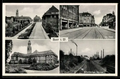 AK Buer i. W., Rathaus, Polizeiamt, Schachtanlage Scholven, Am Stern