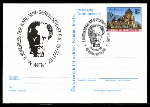 AK Wien, 9. Kongress der Karl May-Gesellschaft 1987, Ganzsache